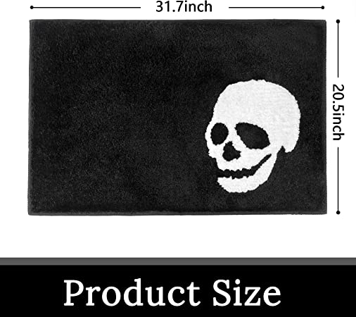 Feblilac Black and White Skull Tufted Bath Mat - view 3