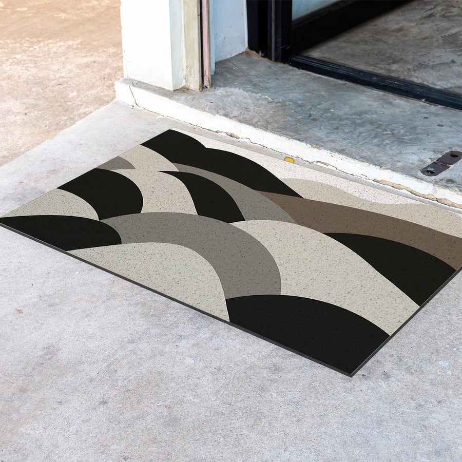 Feblilac Irregular Black, White and Gray Mountains PVC Coil Door Mat - view 3