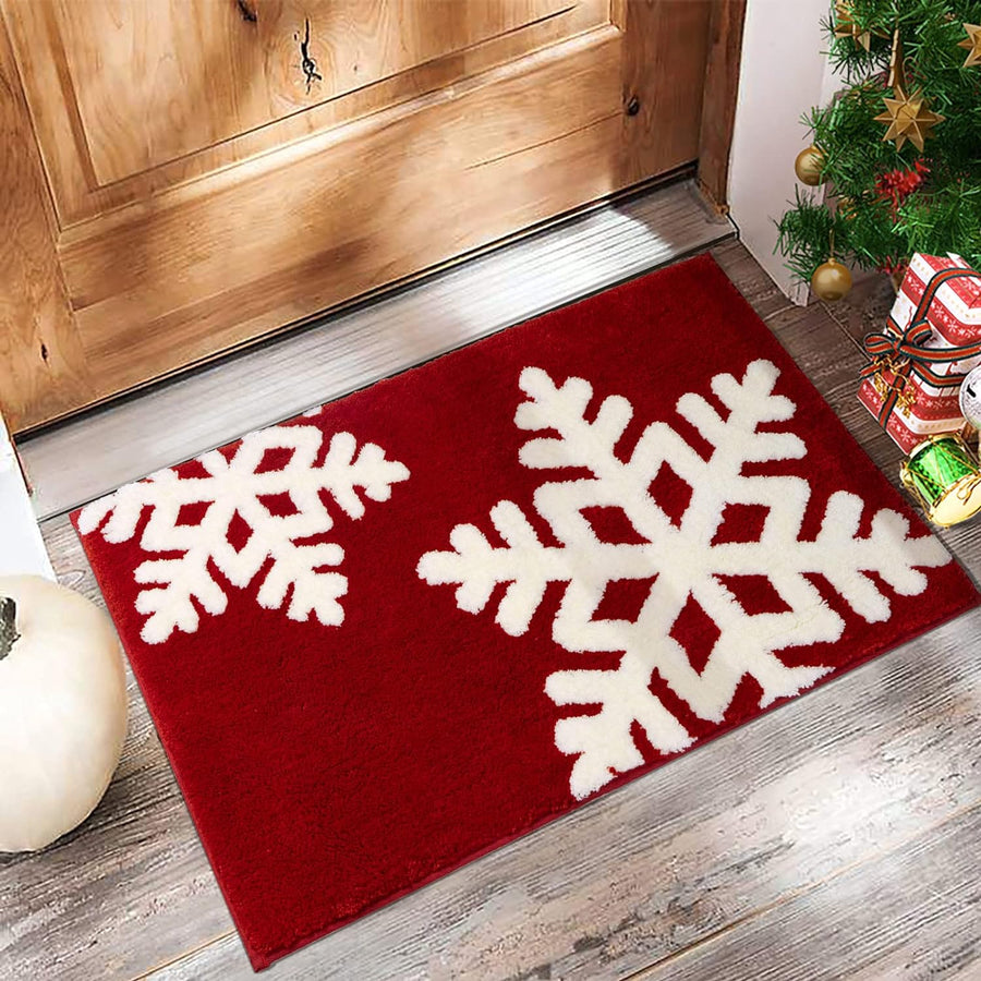Feblilac Christmas Bathroom Decor Red Bathroom Mat - view 2