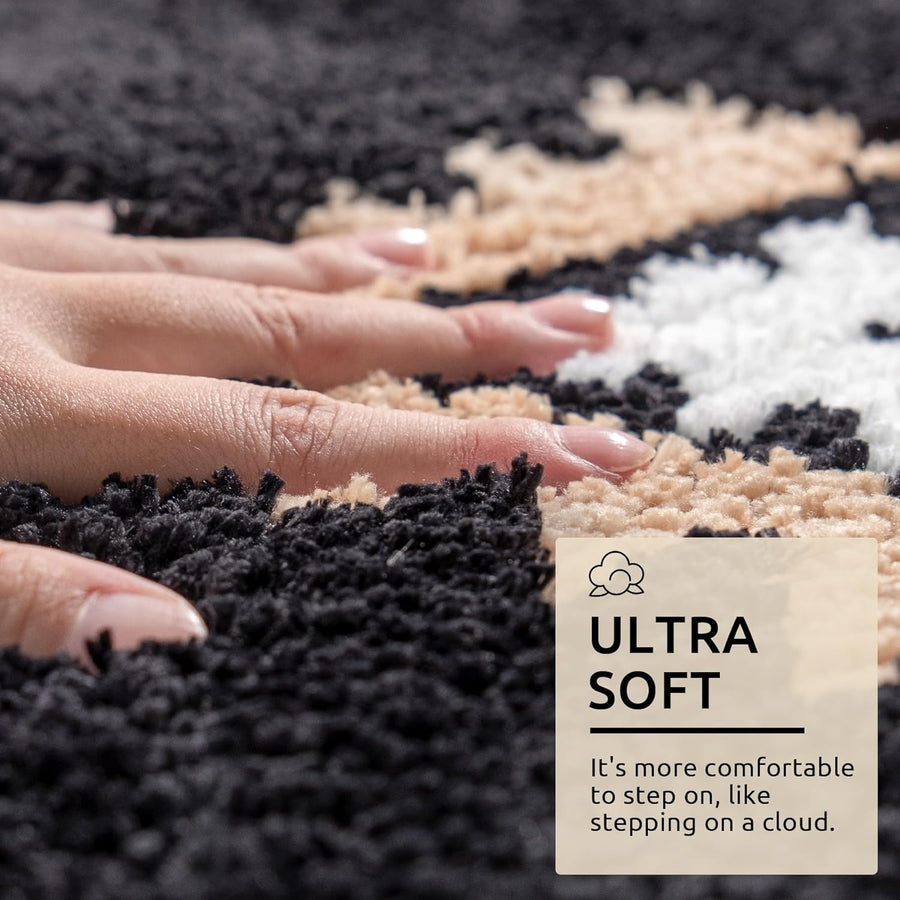 Feblilac Boho Black Tufted Bath Mat - view 4