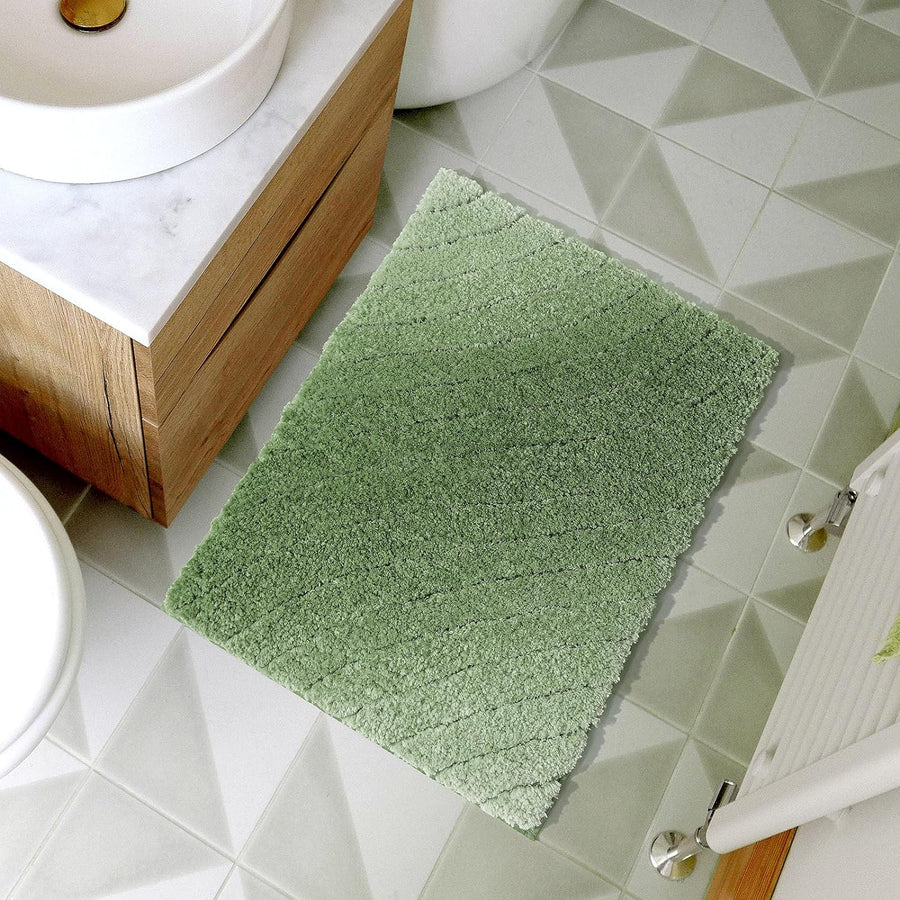 Feblilac Solid Tufted Bath Mat, Curved Line Art Bathroom Rug - view 3