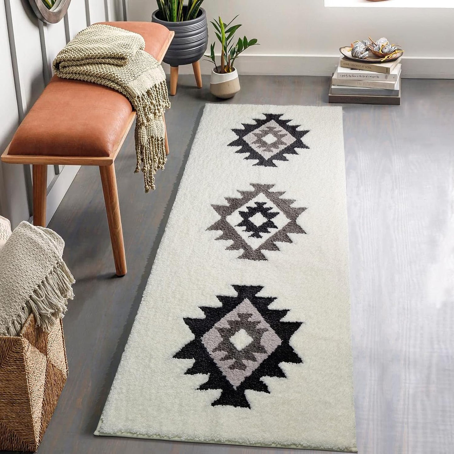 Feblilac Boho Black Tufted Bath Mat