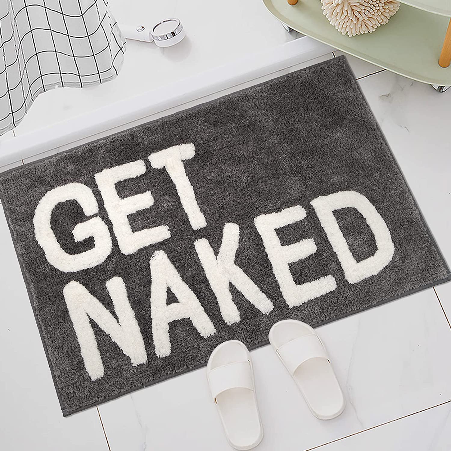 Feblilac Red/Grey Get Naked Bath Mat