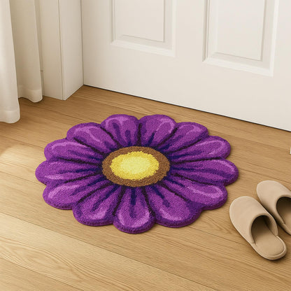 Feblilac Purple Flowers Tufted Bath Mat
