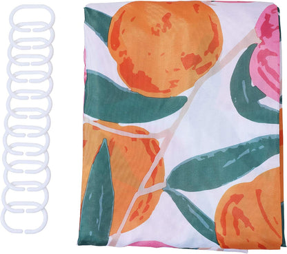 Feblilac Peach Leaves Shower Curtain with Hooks