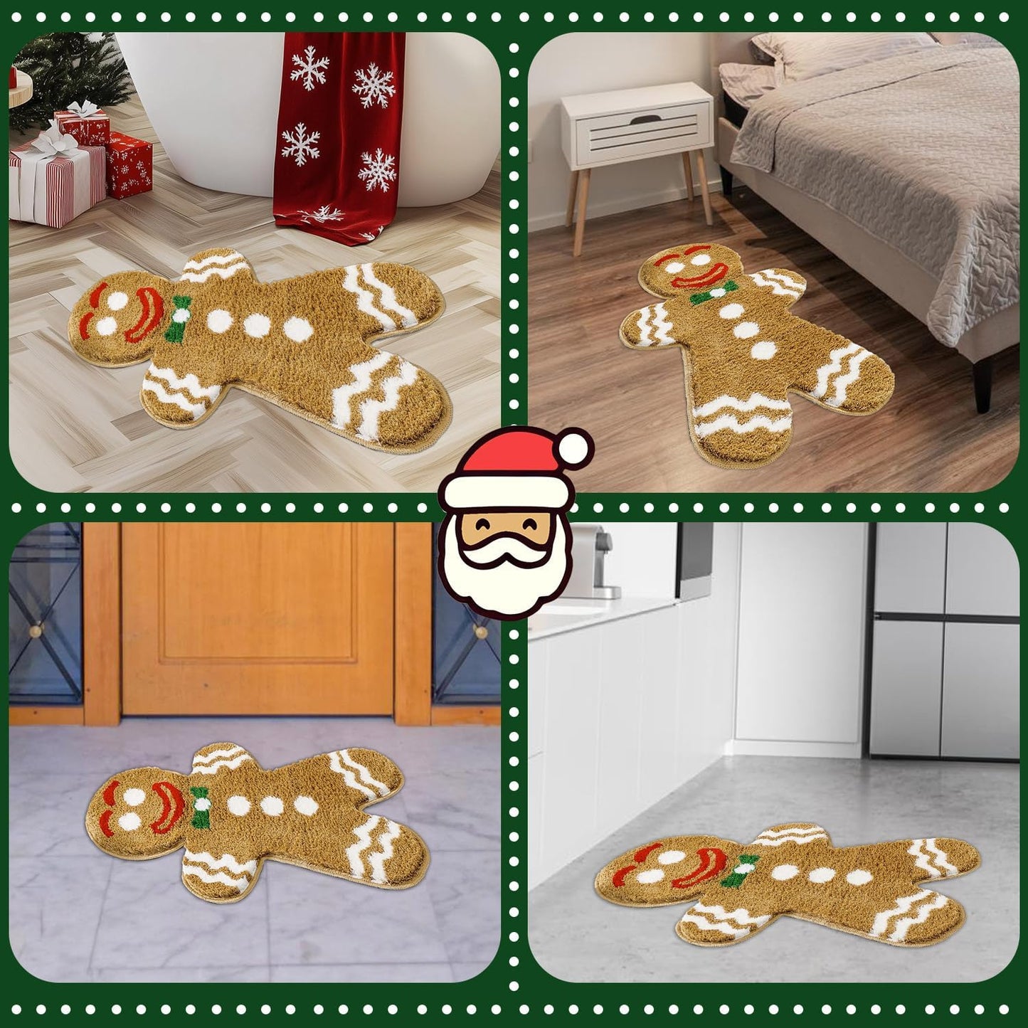 Holiday Gingerbread Man Bath Mat – Cute Christmas Bathroom Decor