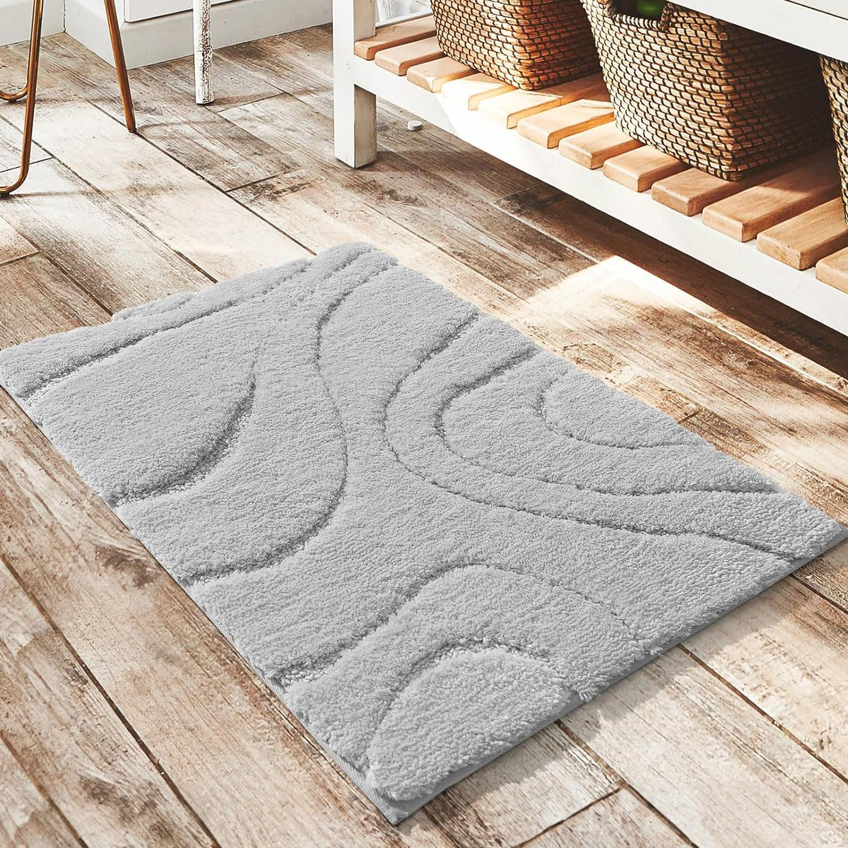 Feblilac Curved Pattern Tufted Bath Mat - view 22
