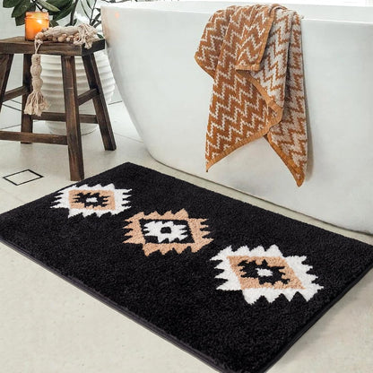 Feblilac Boho Black Tufted Bath Mat