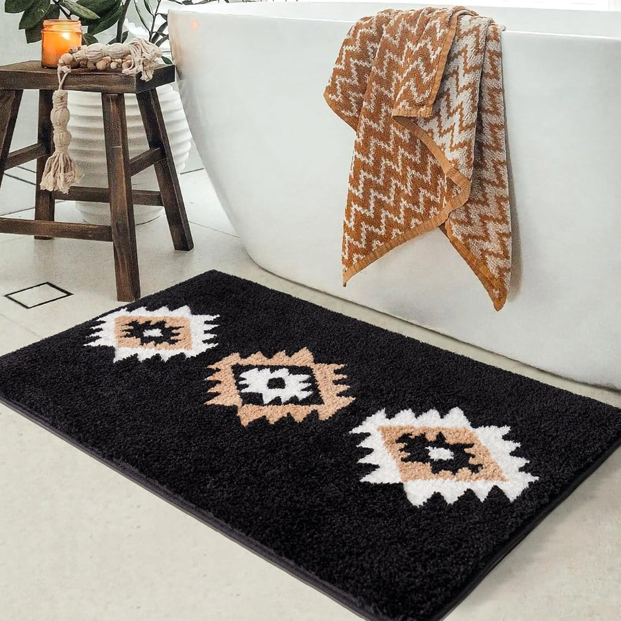 Feblilac Boho Black Tufted Bath Mat - view 3