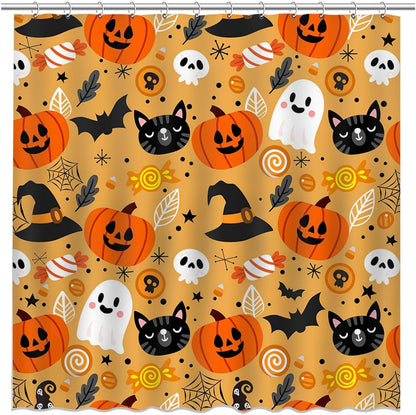 Feblilac Cute Halloween Shower Curtain with Hooks