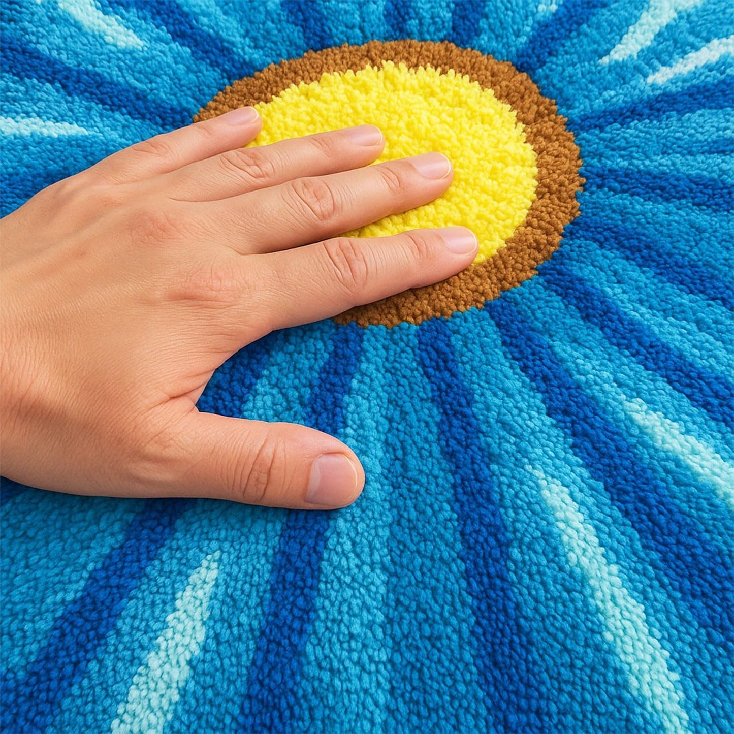 Feblilac Blue Flowers Tufted Bath Mat