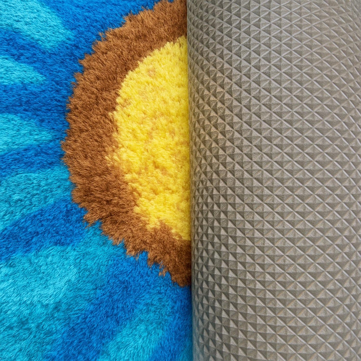 Feblilac Blue Flowers Tufted Bath Mat