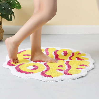 Feblilac Funny Cute Rugs for Bedroom Bathroom Dorm Kitchen Non Slip Rubber Backed Machine Washable, Swear Words Fuck Off Cool Rugs Colorful Fluffy Shaggy Bedside Accent Rug 26"x26"