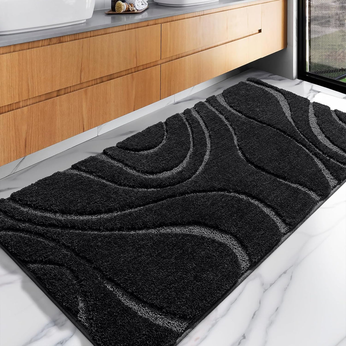 Feblilac Curved Pattern Tufted Bath Mat - view 13
