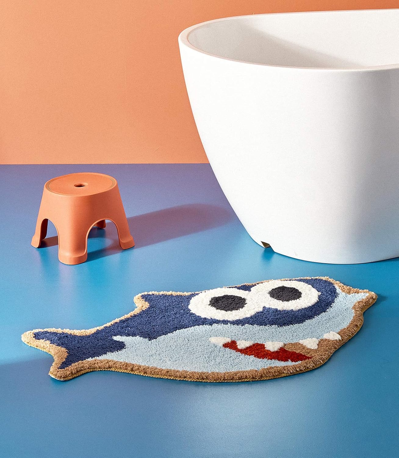 Feblilac Cute Shark Bath Mat for Kids Bathroom