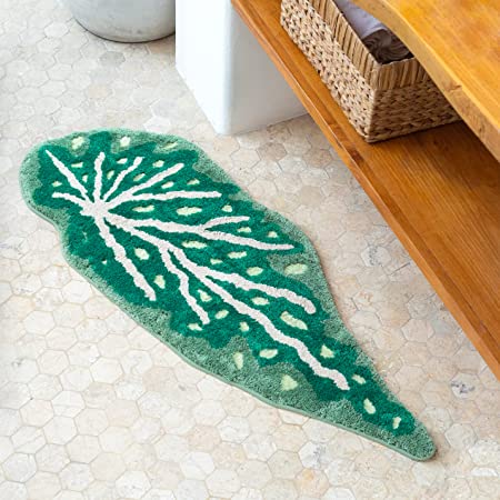 Feblilac Begonia Leaves Tufted Bath Mat