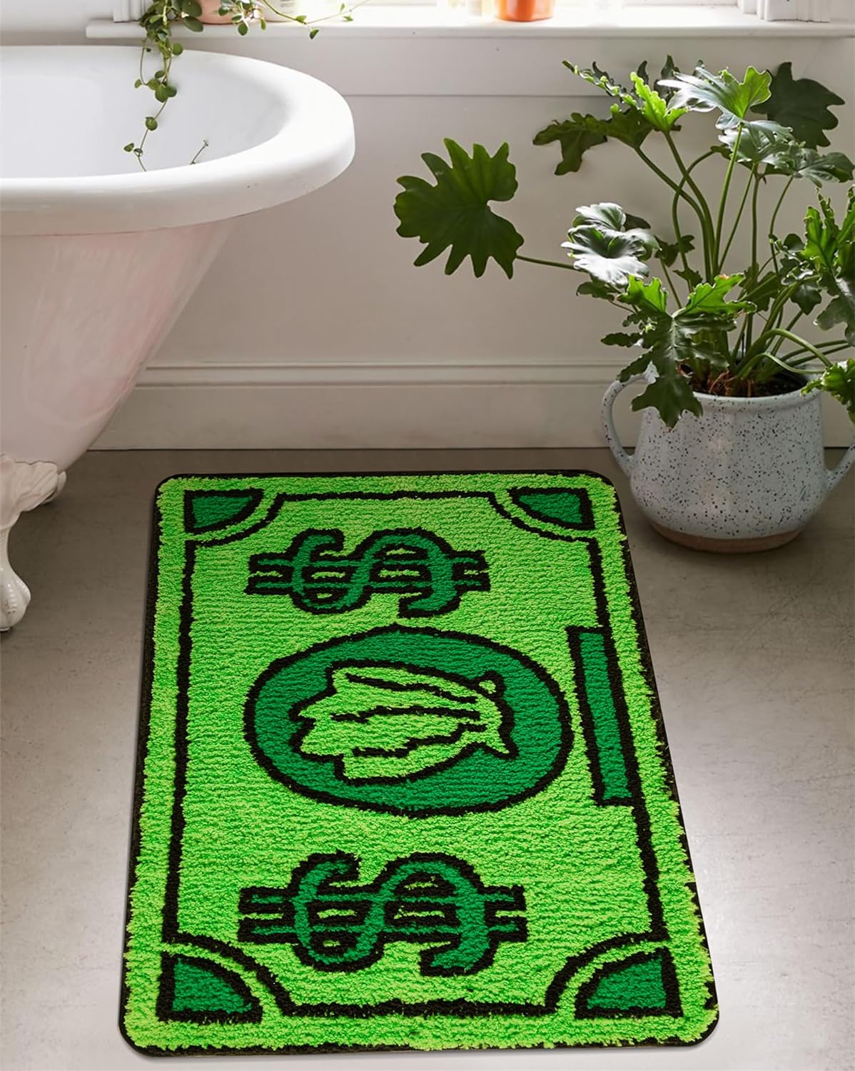 Cartoon Dollar Rug, Fun and Unique Mat for Bathroom, Throw Rug for Kids