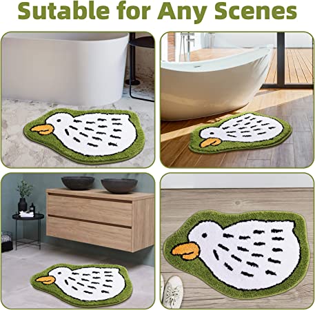 Feblilac Cute White Duck Tufted Bath Mat