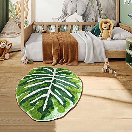 Feblilac Green Tropical Leaves Bath Mat - view 3