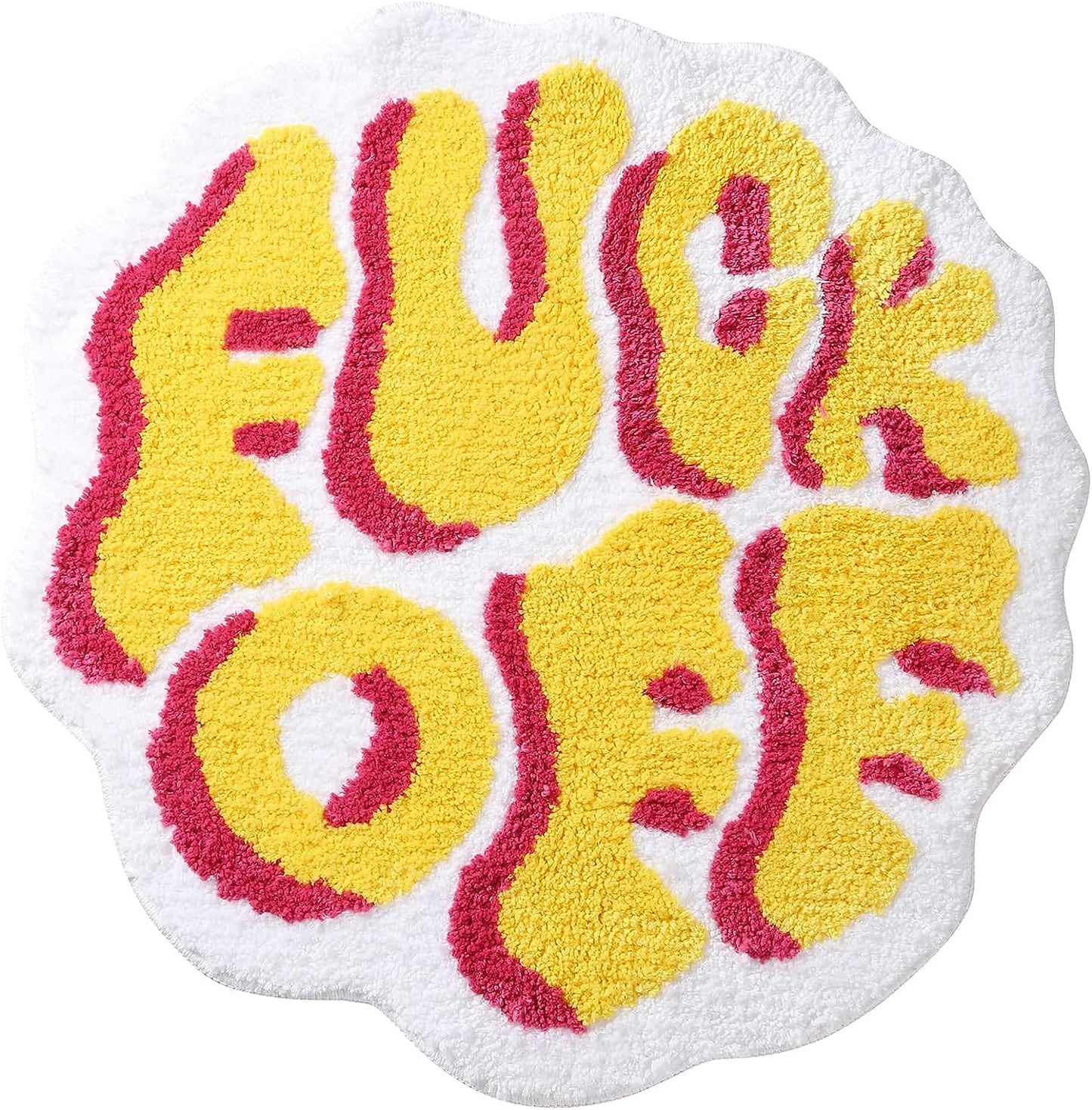 Feblilac Funny Cute Rugs for Bedroom Bathroom Dorm Kitchen Non Slip Rubber Backed Machine Washable, Swear Words Fuck Off Cool Rugs Colorful Fluffy Shaggy Bedside Accent Rug 26"x26"