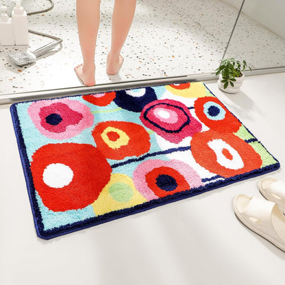 Feblilac Colorful Flower Garden Tufted Bath Mat