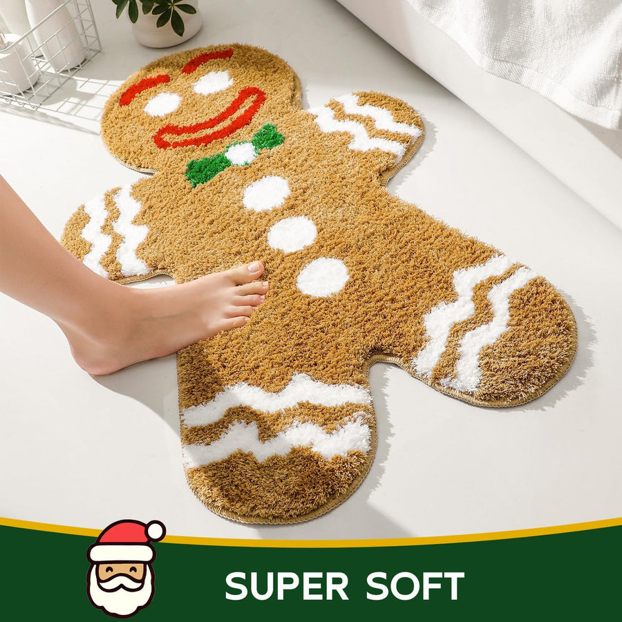 Holiday Gingerbread Man Bath Mat – Cute Christmas Bathroom Decor - view 3