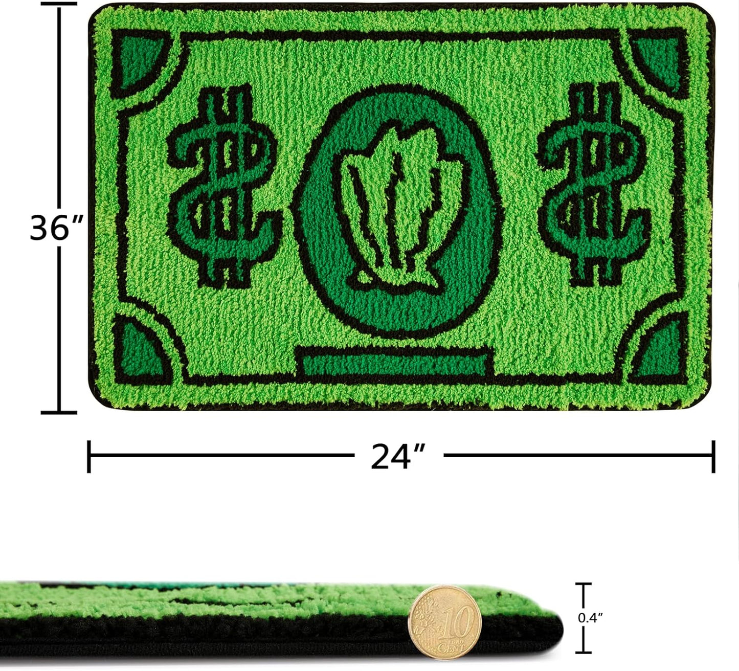 Cartoon Dollar Rug, Fun and Unique Mat for Bathroom, Throw Rug for Kids