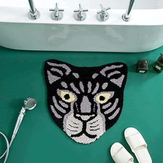 Feblilac Lion Tiger Head Animals Tufted Bath Mat