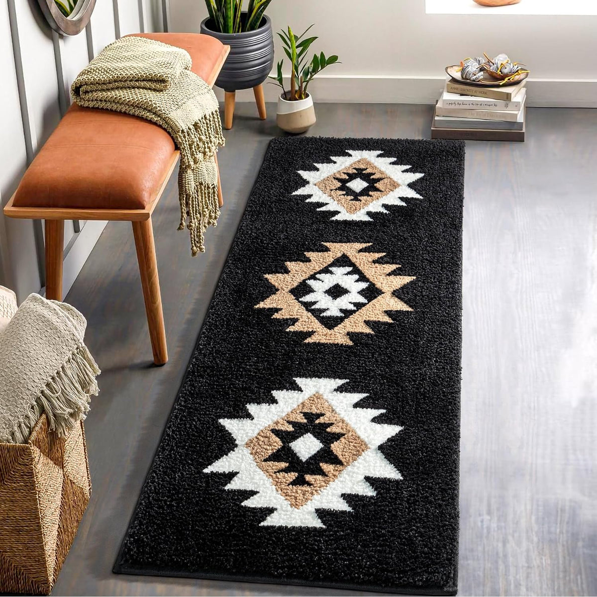 Feblilac Boho Black Tufted Bath Mat - view 13