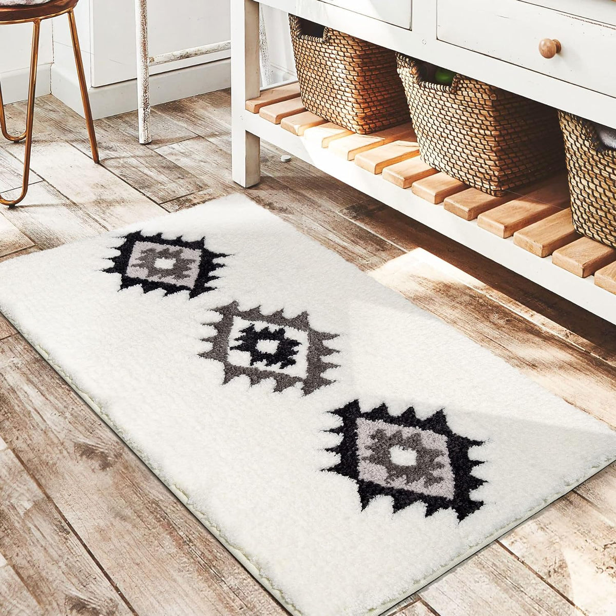 Feblilac Boho Black Tufted Bath Mat - view 31