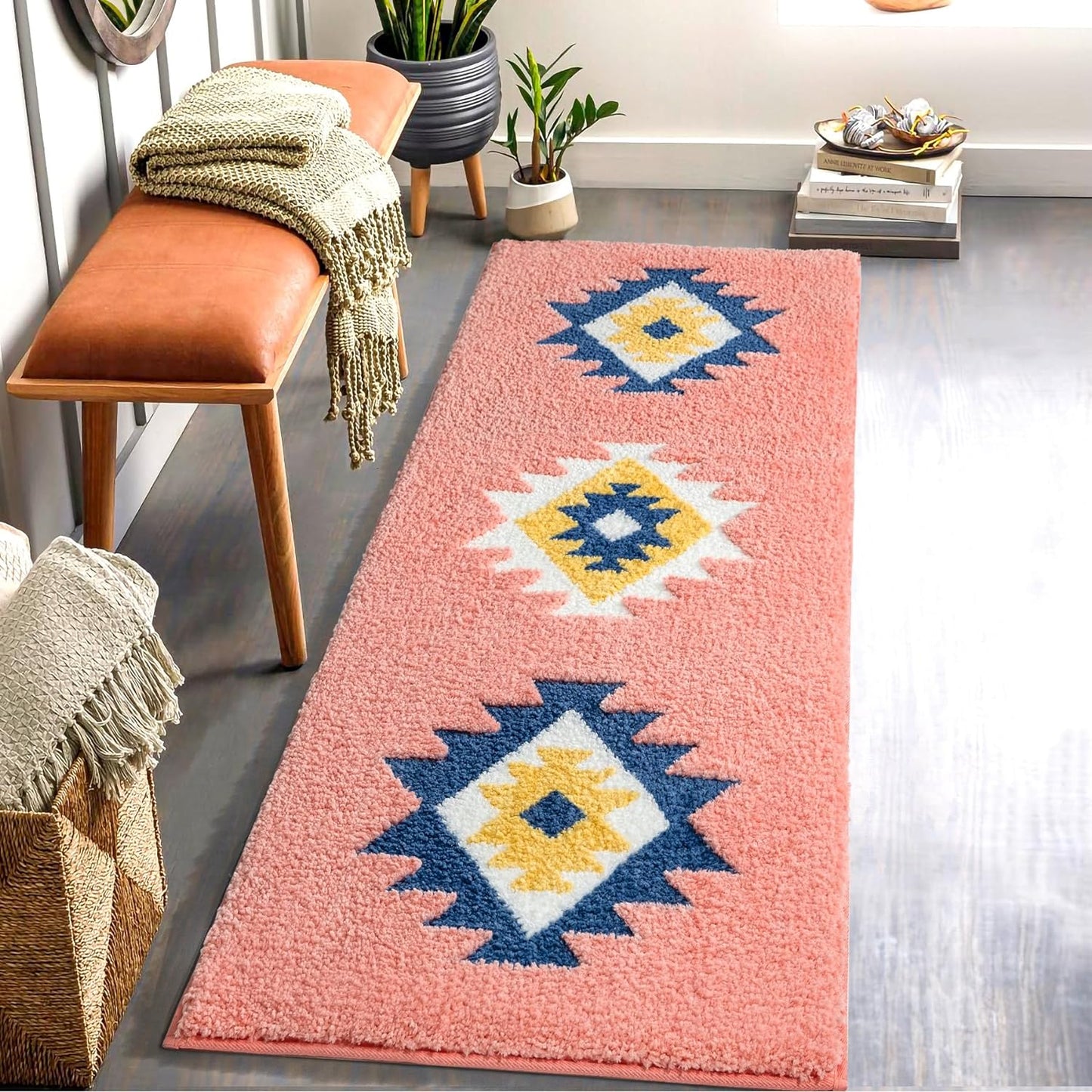 Feblilac Boho Black Tufted Bath Mat