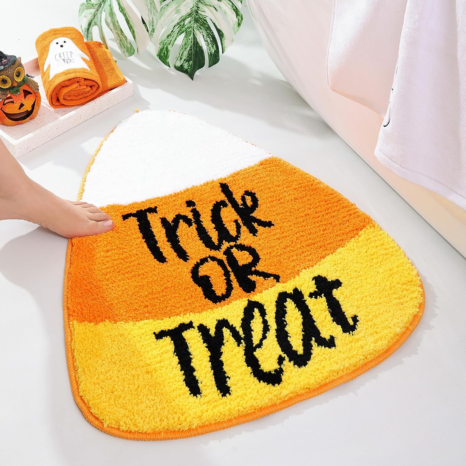 Feblilac Halloween Ghost Bath Mat for Bathroom, Cute White Ghost Bathroom Rug - view 10