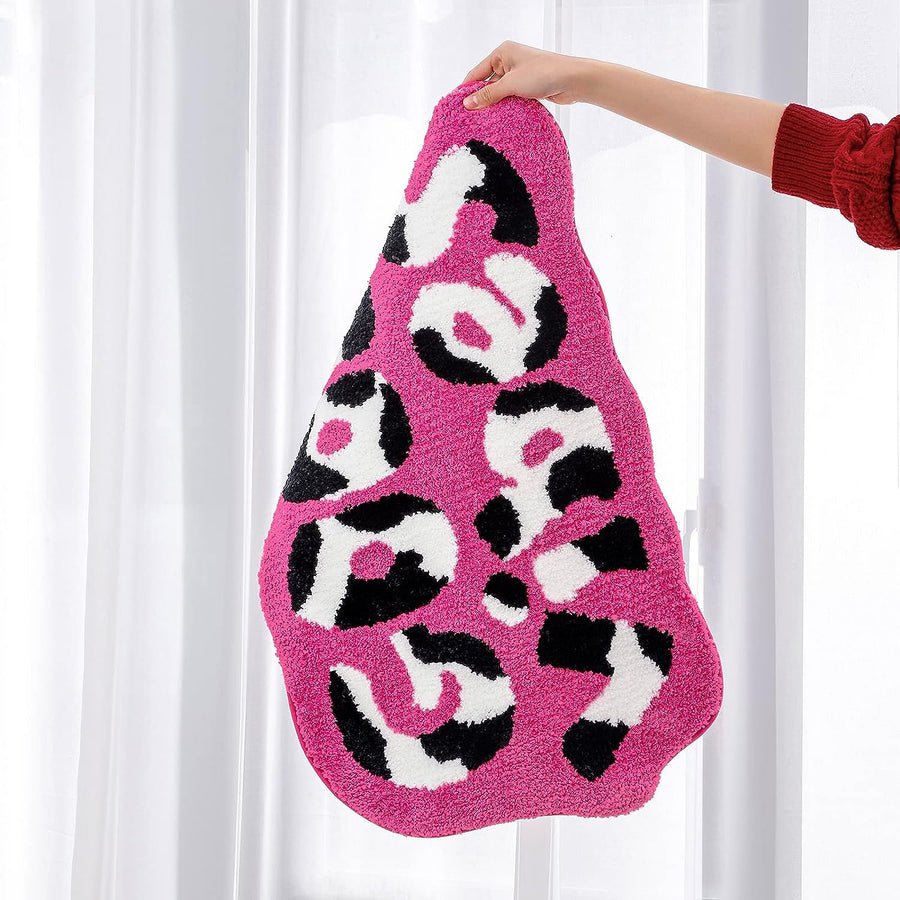 Feblilac Good Vibes Funny Cute Bath Mat Hot Pink Non-Slip Soft Cow Print Girl Preppy Bathroom Decor Rug Microf - view 2