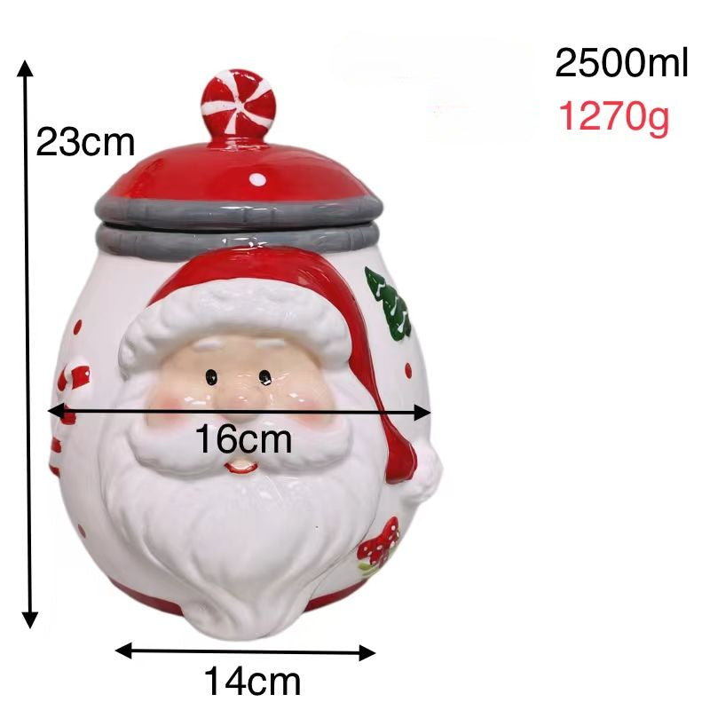 Santa Claus Storage Can, Cute Holiday Home Desk Decor, Ceramic Container