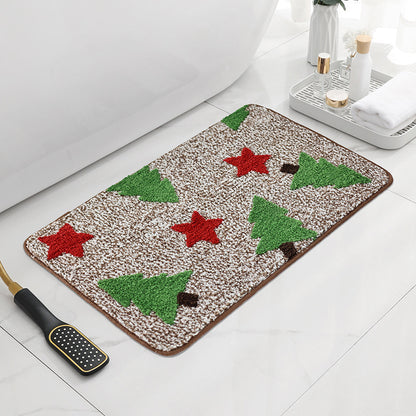 Bathroom Green Christmas Tree Tufted Bath Mat