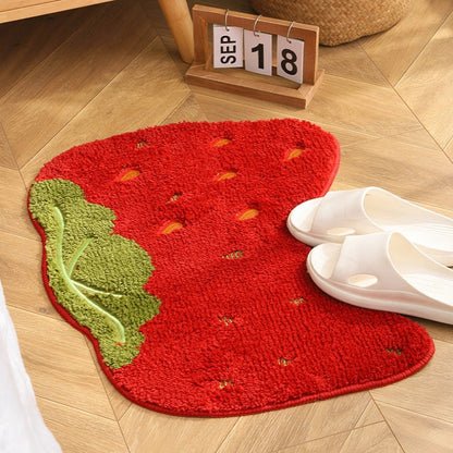 Feblilac Cute Fruit Strawberry Tufted Bath Mat