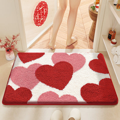 Feblilac Red Festive Love Tufted Bath Mat