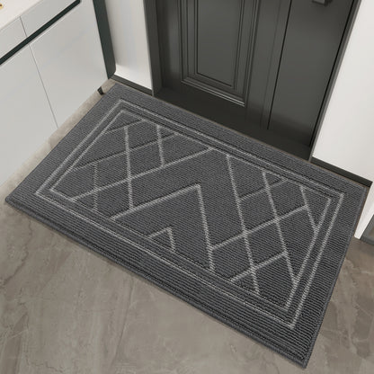 Feblilac Solid Geometric Embossing Polypropylene Door Mat