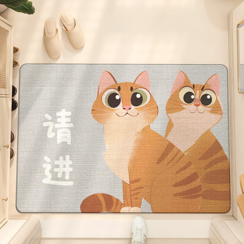 Feblilac Cute Cats with Big Eyes PVC Coil Door Mat