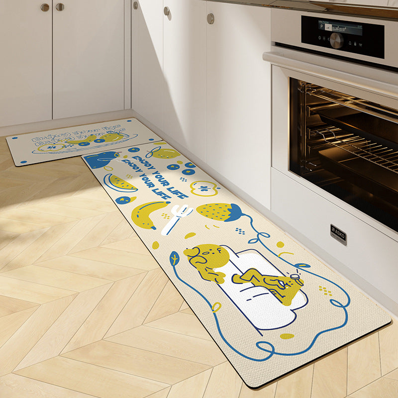Feblilac Cute Life Party PVC Leather Kitchen Mat