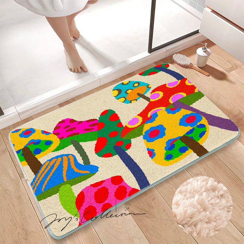 Feblilac Color Mushroom Tufted Bath Mat