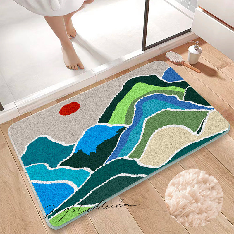 Feblilac Green Mountains and Rivers Tufted Bath Mat