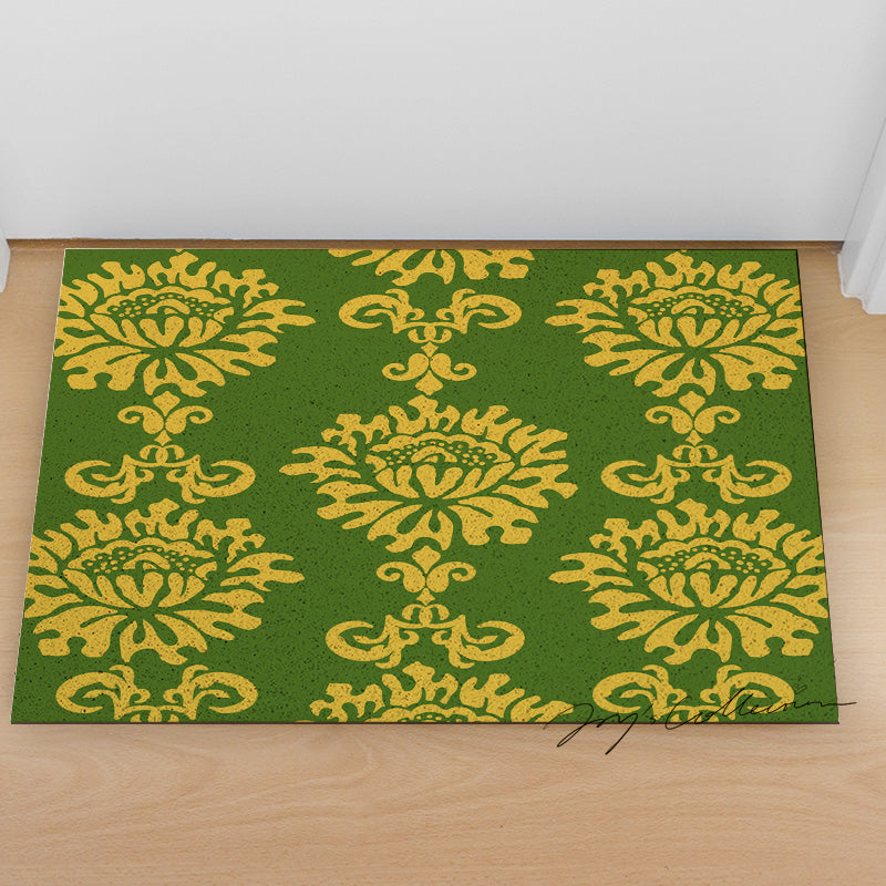 Feblilac Baroque Style One Big Flower PVC Coil Door Mat