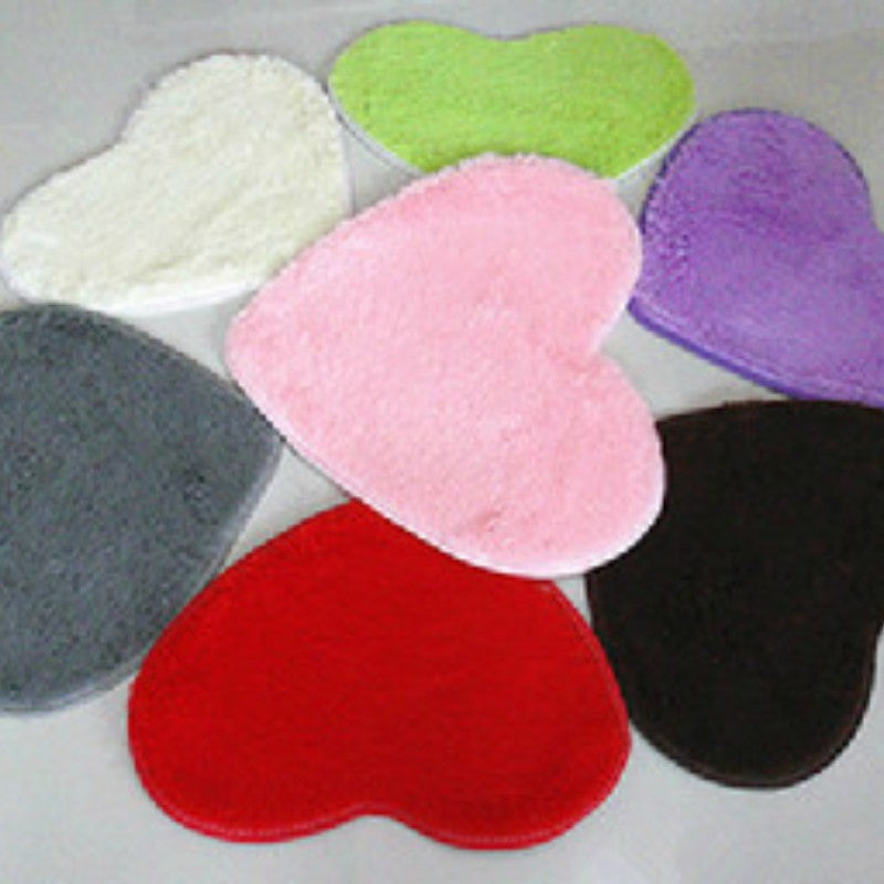 Feblilac Heart-shaped Solid Chenille Non-Slip Microfiber Shag Bathroom Rug Mat