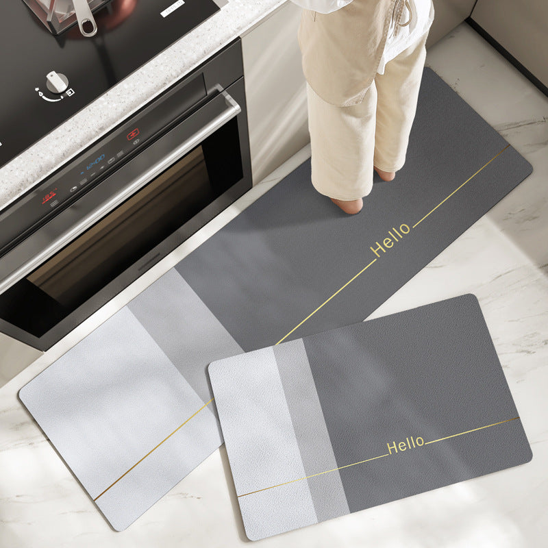Feblilac Grey Gradient PVC Leather Kitchen Mat