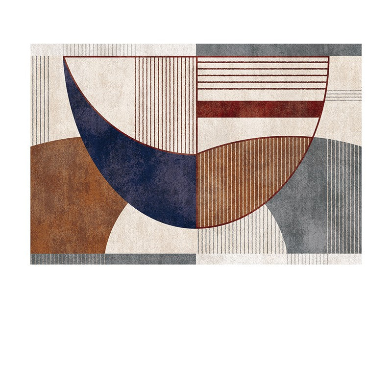 Feblilac Abstract Three-Color Semi-Ellipse Living Room Carpet