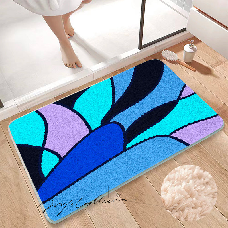 Feblilac Colorful Abstract Sea Geometric Tufted Bath Mat