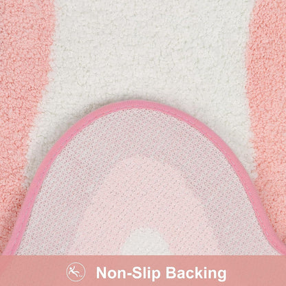 Pink Gradient Bath Mats, Rug for Bathroom, Cute Non-Slip Irregular Shape Carpet for Shower Room