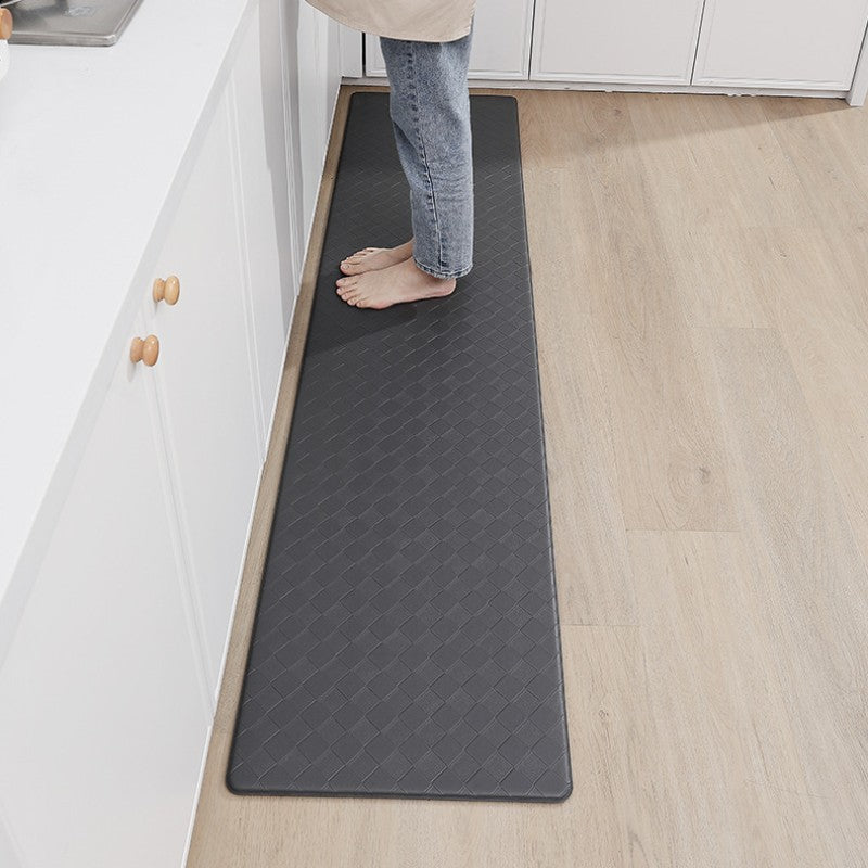 Feblilac Solid Color Grid Leather Kitchen Mat