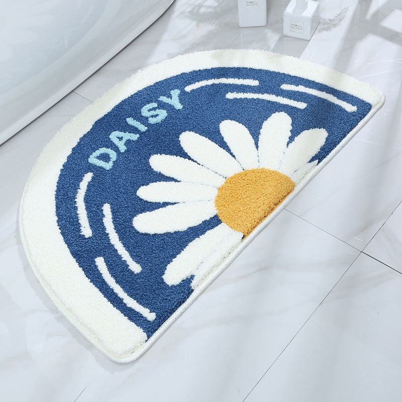 Feblilac Semicircle Daisy Tufted Bath Mat